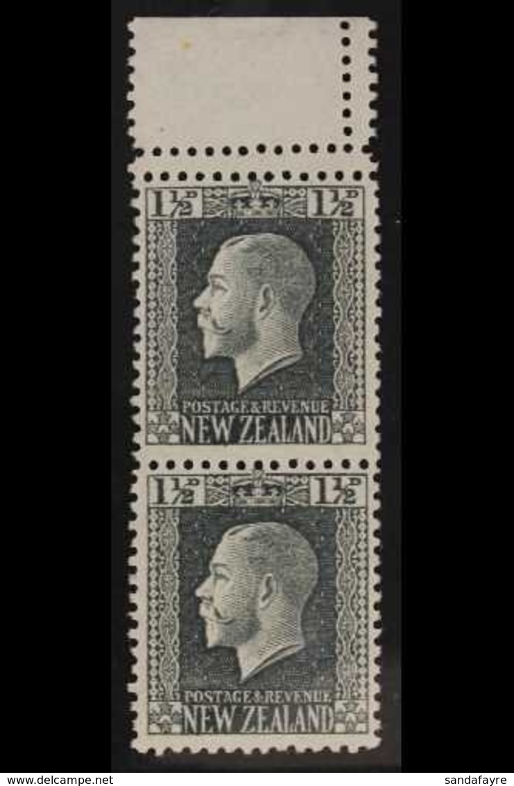 1915-30 1½d Grey-slate, No Watermark, P14x13¼, Top Marginal Vertical Pair With DOUBLE PERFORATIONS AT TOP, SG 431a (Camp - Other & Unclassified