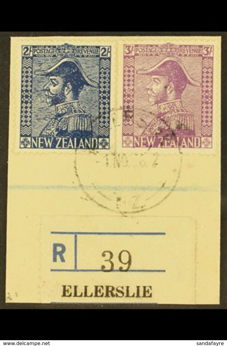 1926-34 2s Deep Blue & 3s Mauve Admirals, SG 466/67, Very Fine Cds Used On Piece Tied By "Ellerslie" Cds Cancel, Plus Re - Altri & Non Classificati