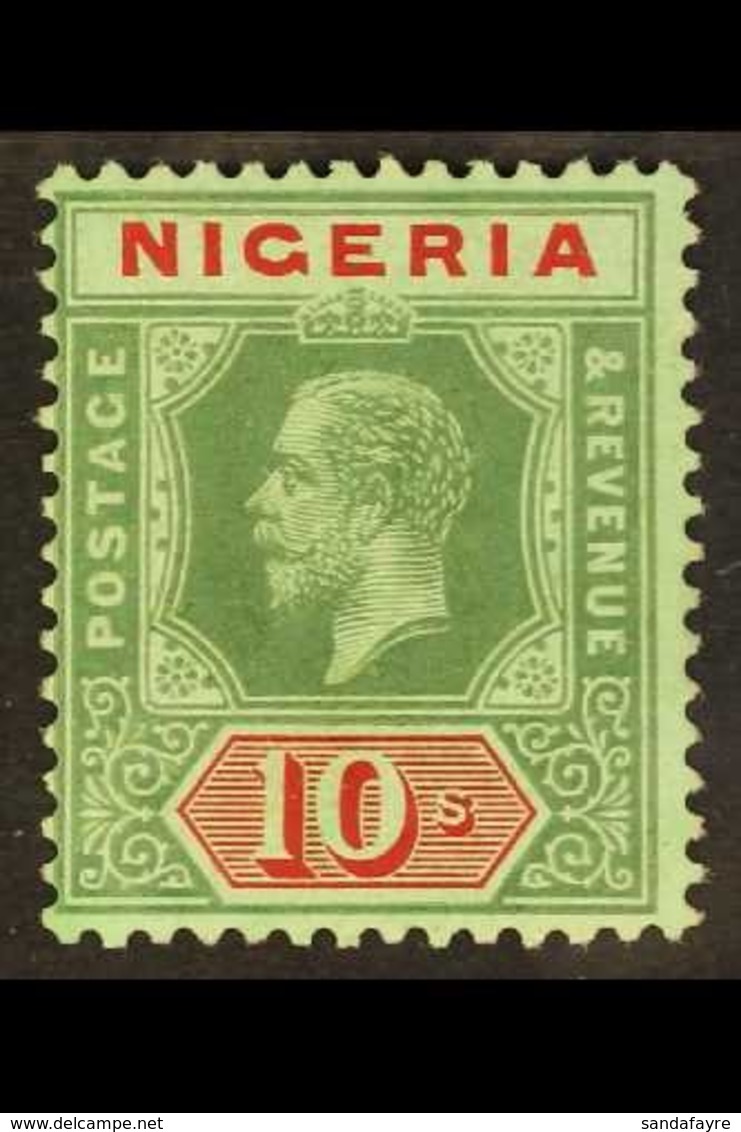 1914-29 10s Green & Red On Emerald (pale Olive Back), SG 11c, Fine Mint, Very Fresh. For More Images, Please Visit Http: - Nigeria (...-1960)