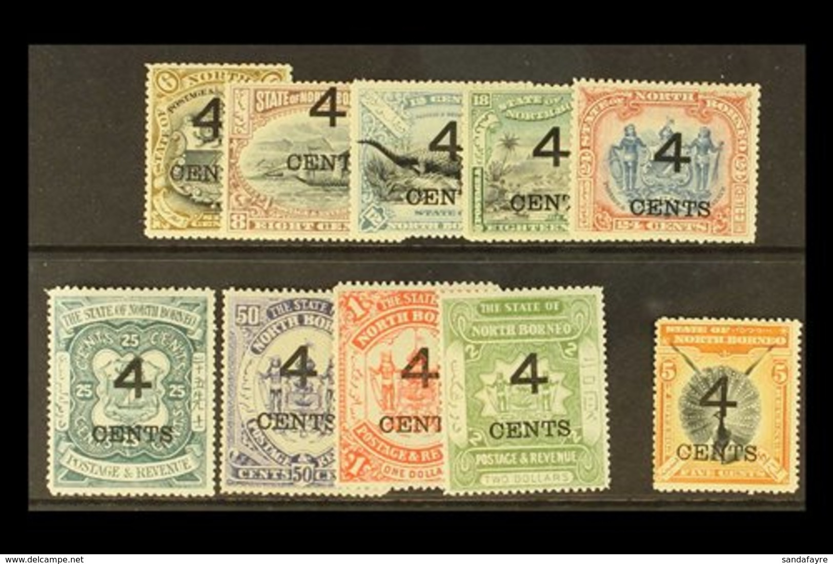 1889 4c On 5c To 4c On $2, SG 112/122, Fine Mint. (10 Stamps) For More Images, Please Visit Http://www.sandafayre.com/it - Borneo Del Nord (...-1963)