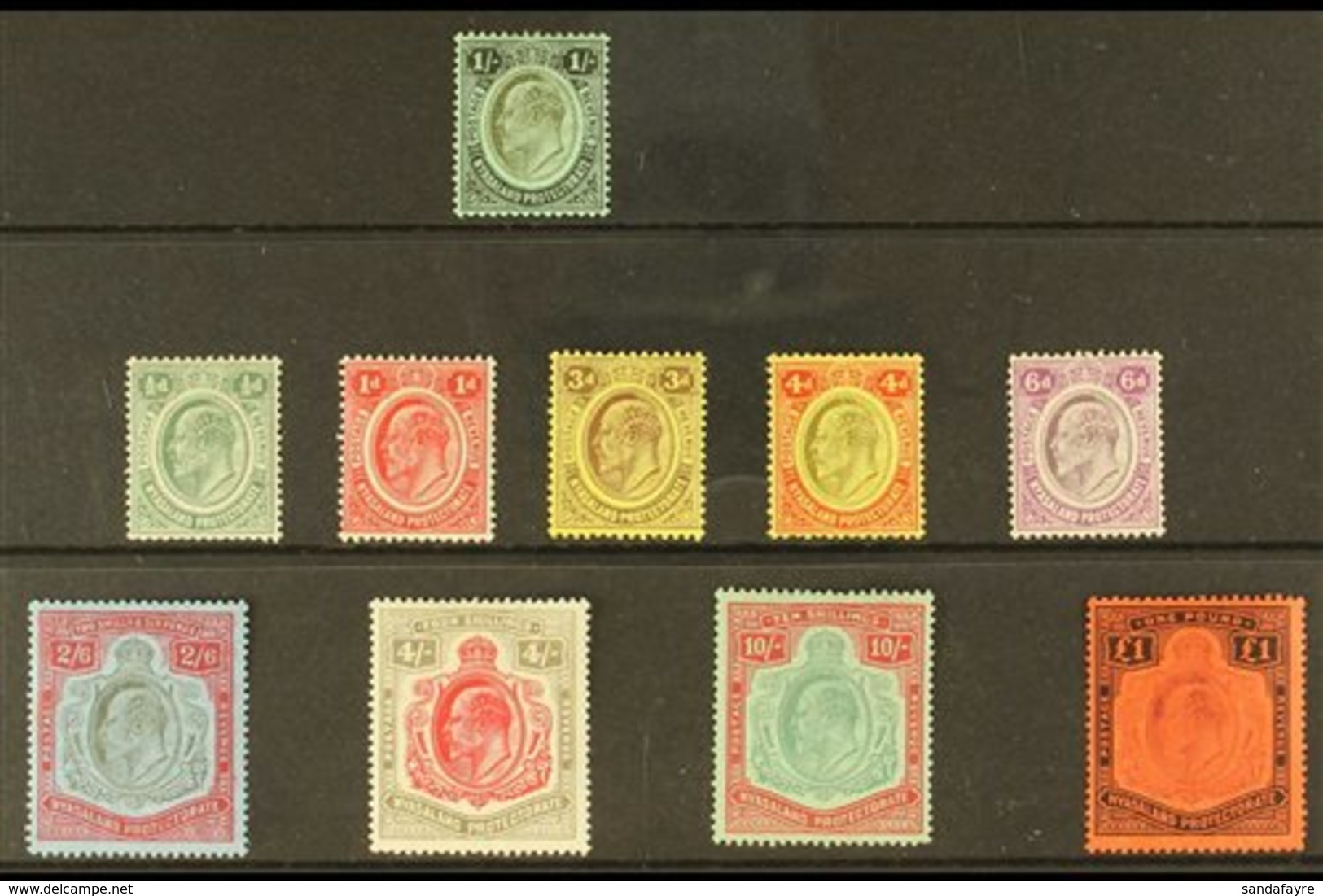 1908-1911 KEVII Definitive Set To £1, SG 72/81, The £1 With Faded Vignette With Some Light Surface Rubbing, The Rest, Ve - Nyasaland (1907-1953)