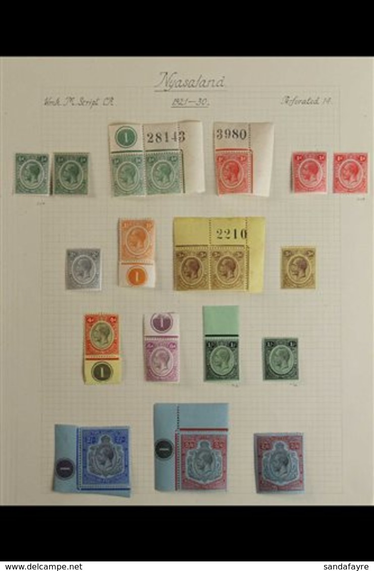 1921-1951 VERY FINE MINT COLLECTION On Leaves, Includes 1921-33 Most Vals To 2s & 2s6d (x2 Shades) Including 3d (x3 Incl - Nyasaland (1907-1953)