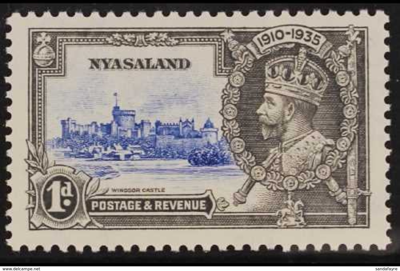 1935 1d Ultramarine And Grey Silver Jubilee, "Bird" By Turret, SG 123m, Superb Never Hinged Mint. For More Images, Pleas - Nyasaland (1907-1953)