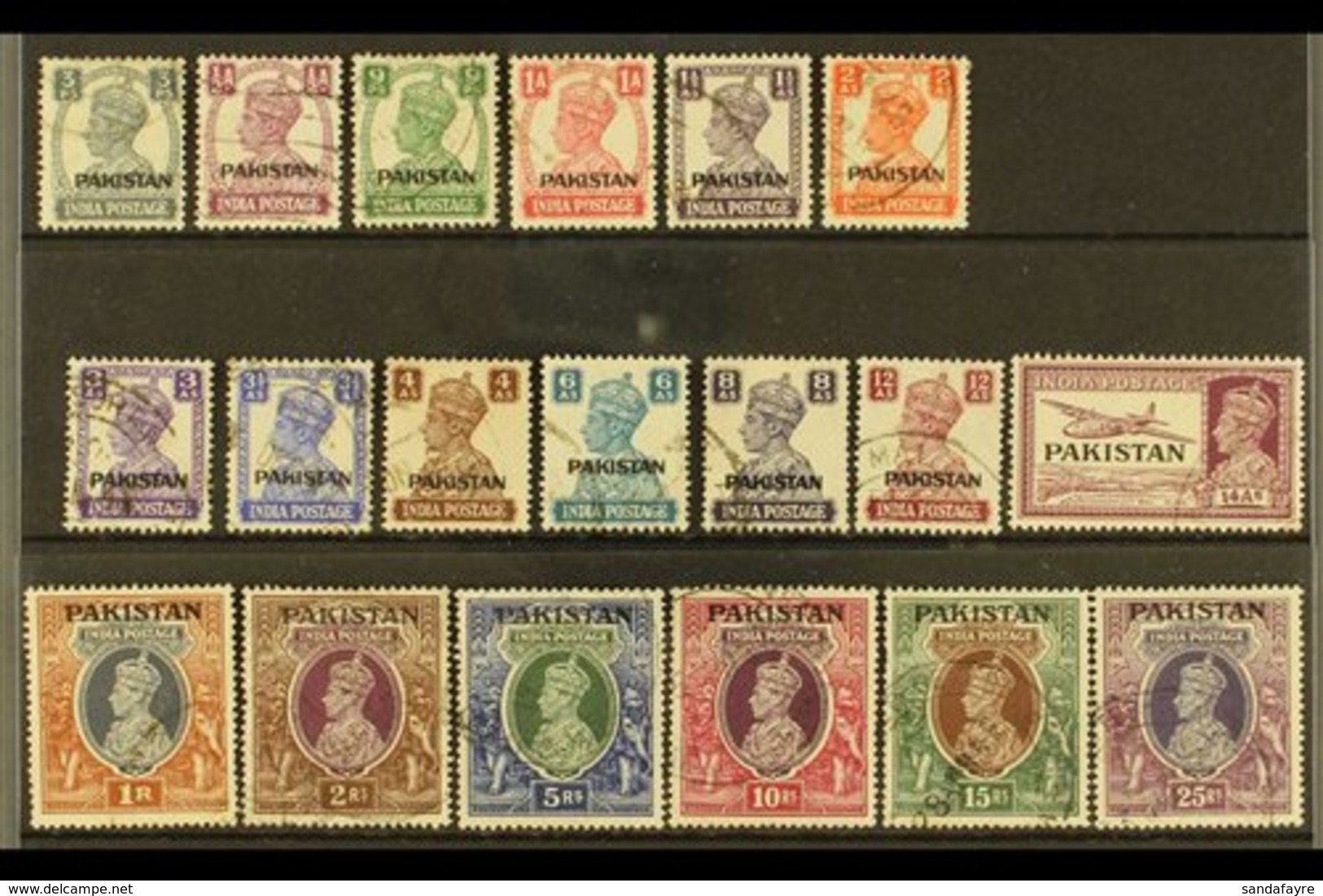 1948 KGV Of India Opt'd Complete Set, SG 1/19, 15r With A Short Perf, The Rest Are Fine Used (19 Stamps) For More Images - Pakistan