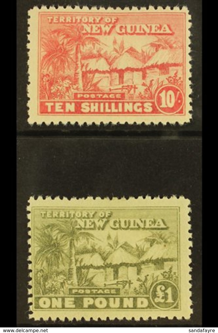 1925 10s Dull Rose And £1 Dull Olive Green, Native Village, SG 135/6, Fine And Fresh Mint. (2 Stamps) For More Images, P - Papua Nuova Guinea