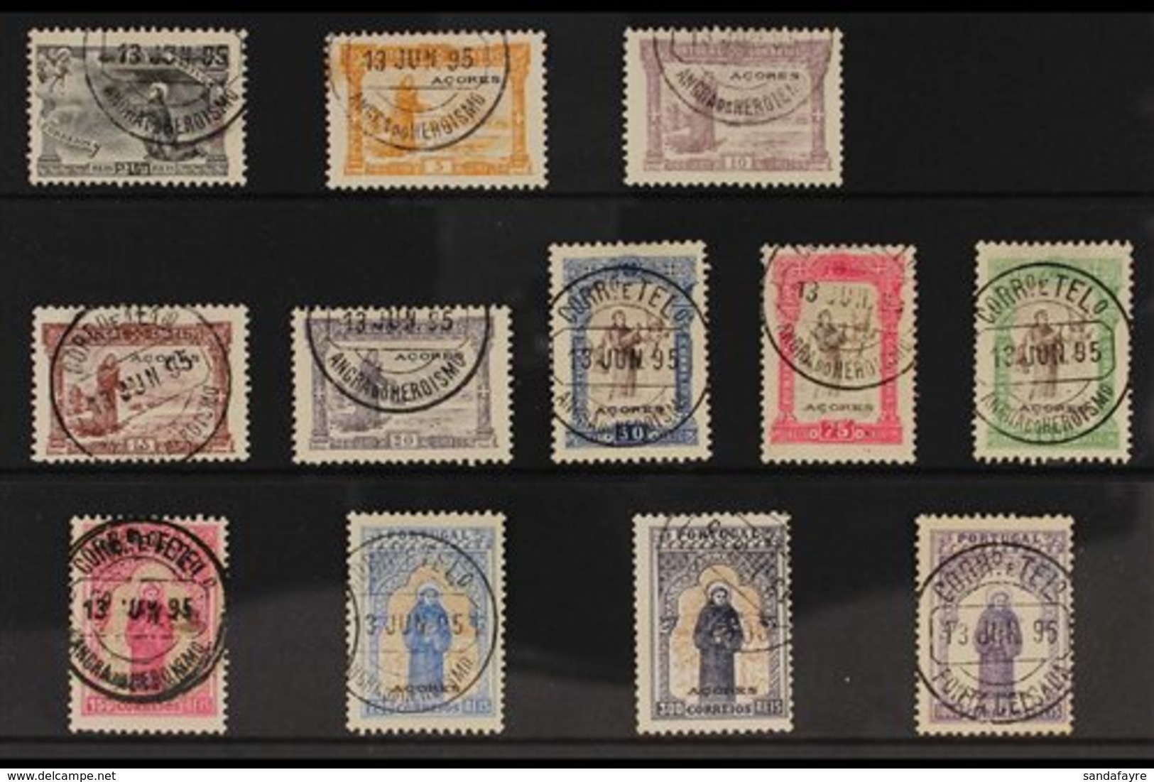 AZORES 1895 St Anthony 2½r To 20r, 50r To 80r, 150r To 300r, And 1000r, Between Afinsa 73/87, Each With First Day 13th J - Other & Unclassified