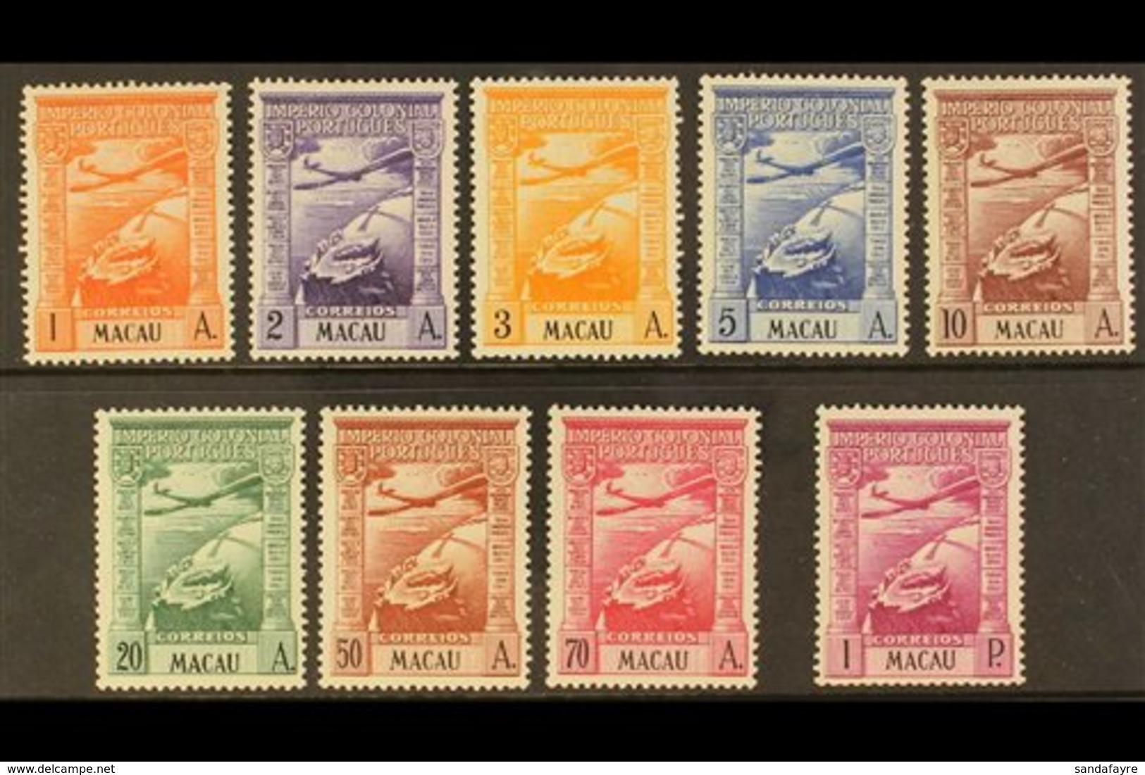 MACAU 1938 Air Complete Set (SG 382/90, Afinsa 7/15), Very Fine Mint, Fresh. (9 Stamps) For More Images, Please Visit Ht - Autres & Non Classés