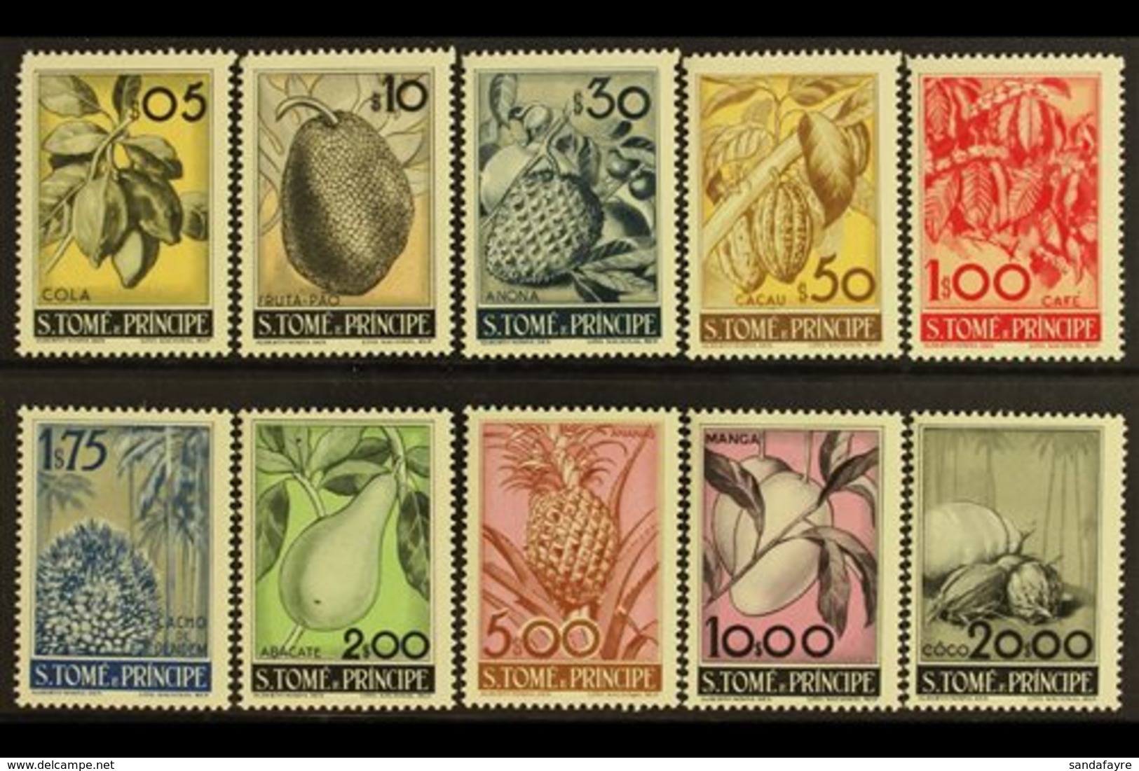 ST THOMAS & PRINCE ISLANDS 1948 Fruits Complete Definitive Set (SG 401/410, Afinsa 337/46)never Hinged Mint. (10 Stamps) - Other & Unclassified