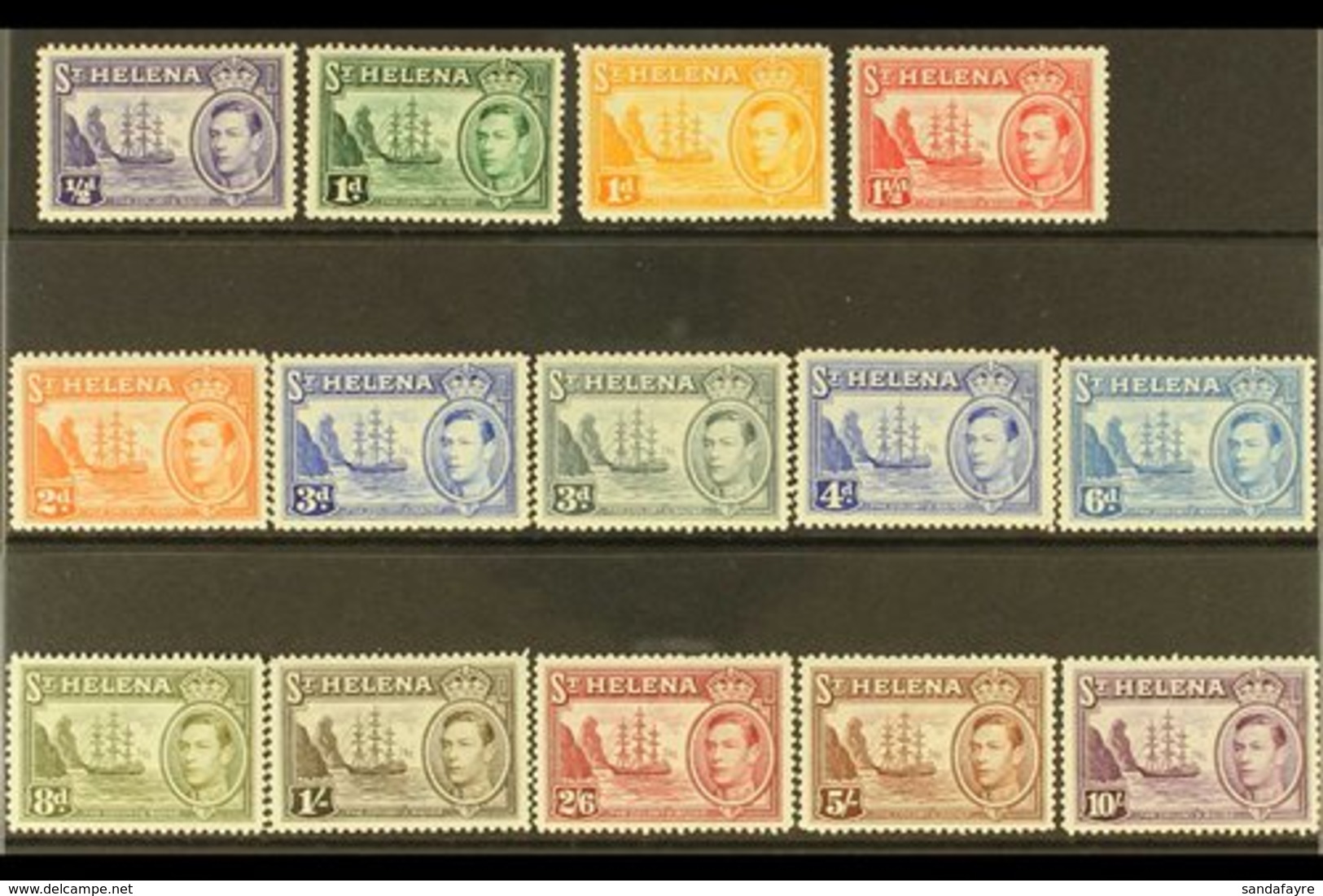 1938-44 "Badge" Definitive Set, SG 131/40, Never Hinged Mint (14 Stamps) For More Images, Please Visit Http://www.sandaf - Isla Sta Helena