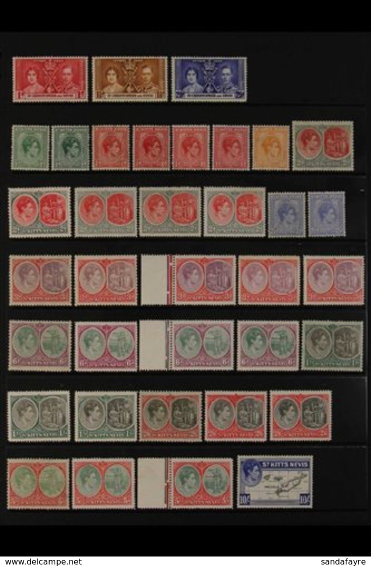 1937-1952 COMPLETE FINE MINT COLLECTION On Stock Pages, Includes 1938-50 Set With Many Shades, Perf & Paper Types Incl 2 - St.Kitts En Nevis ( 1983-...)