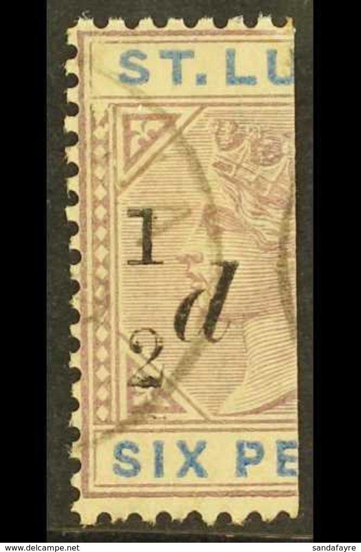 1891 ½d On 6d Dull Mauve And Blue, Variety "no Fraction Bar", SG 54a, Very Fine Used. For More Images, Please Visit Http - St.Lucia (...-1978)