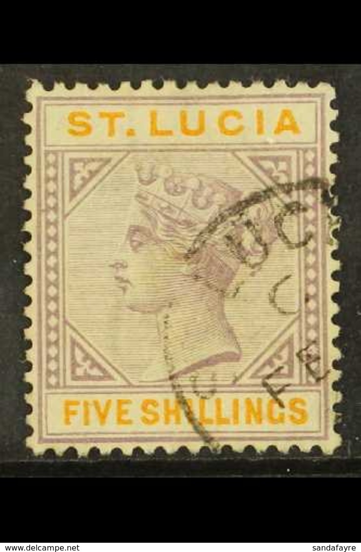 1891-8 5s Dull Mauve & Orange, Die II, Wmk Crown CA, SG 51, Fine Used. For More Images, Please Visit Http://www.sandafay - Ste Lucie (...-1978)