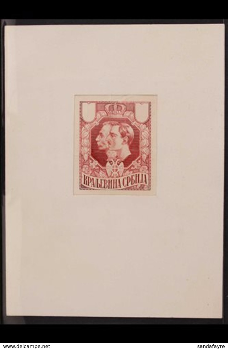 1918 IMPERF DIE PROOF For The 'King Petar And Prince Alexander' Design (as SG 194/26 But The Stamp Design Is Enlarged -  - Serbie