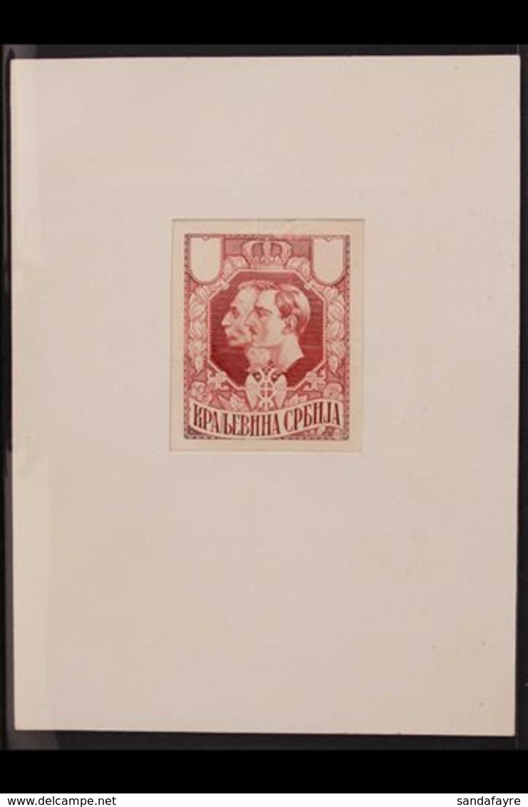 1918 IMPERF DIE PROOF For The 'King Petar And Prince Alexander' Design (as SG 194/26 But The Stamp Design Is Enlarged -  - Serbia