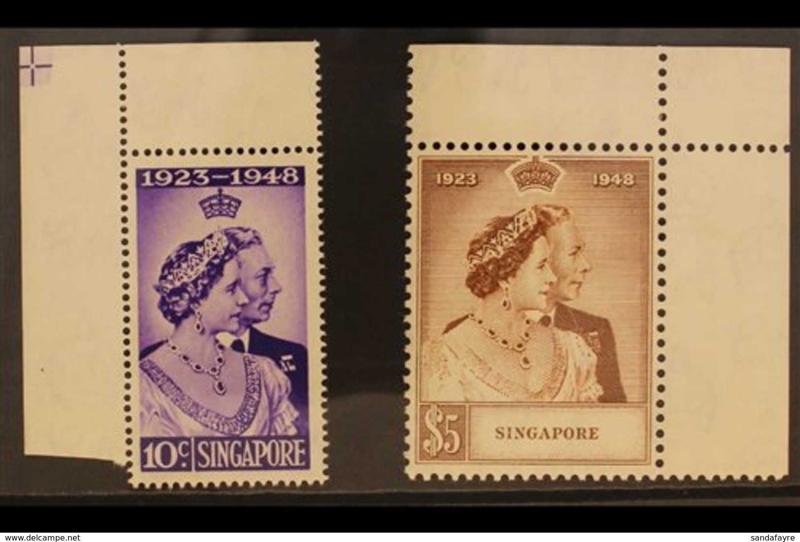 1948 Silver Wedding Set, SG 31/32, Corner Marginal Examples, Never Hinged Mint. (2 Stamps ) For More Images, Please Visi - Singapur (...-1959)