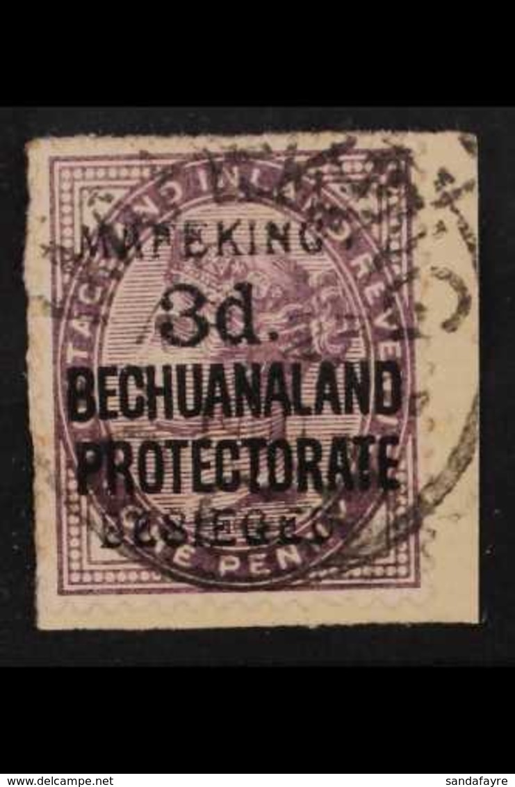 MAFEKING SIEGE 1900 3d On 1d Lilac, Bechuanaland Protectorate Stamp, SG 7, Tied To A Small Piece. Very Fine Used. For Mo - Non Classés
