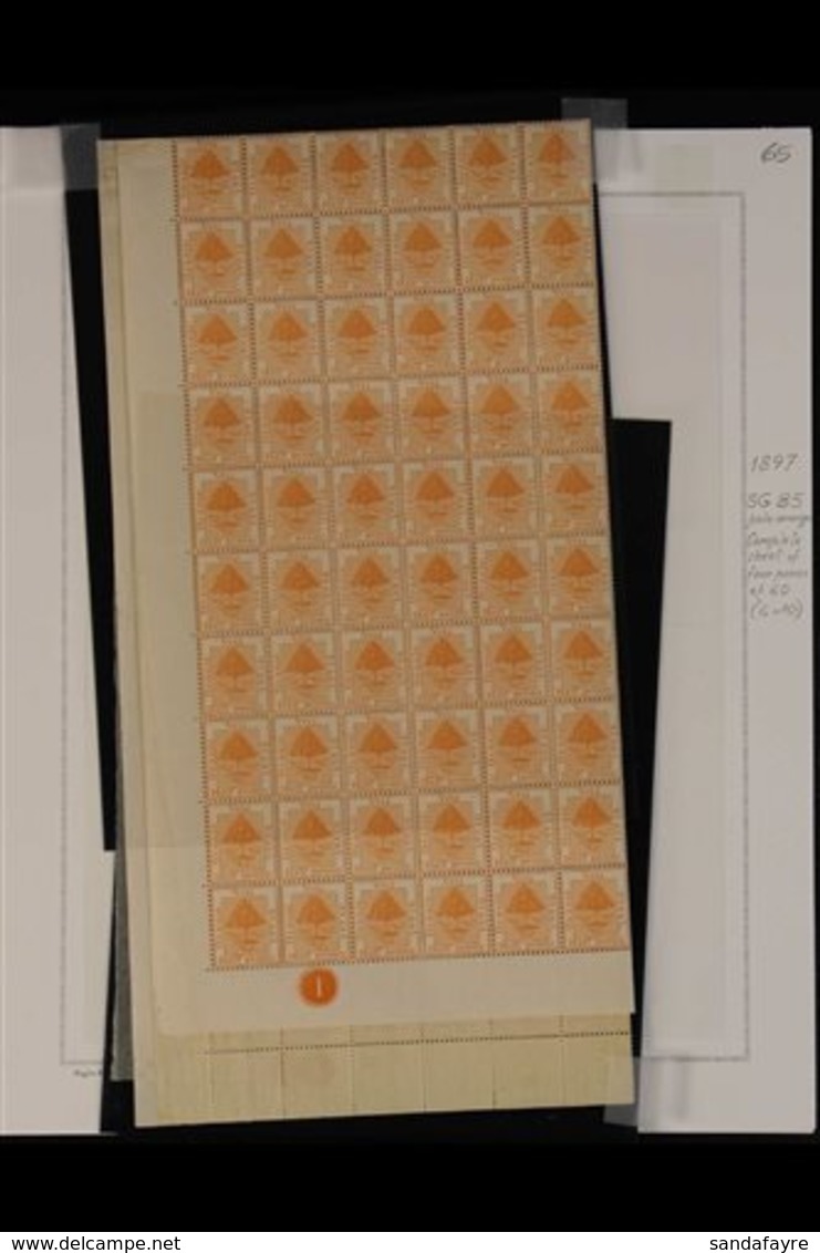 ORANGE FREE STATE 1897. ½d Orange, SG 85 COMPLETE SHEET OF 240 Never Hinged Mint Stamps, Control Number "1" In Each Corn - Non Classés