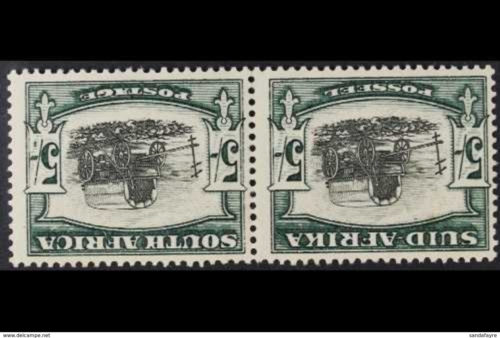 1933-48 5s Black & Green WATERMARK INVERTED Variety, SG 64aw, Fine Mint Horizontal Pair, Very Fresh. (2 Stamps) For More - Unclassified