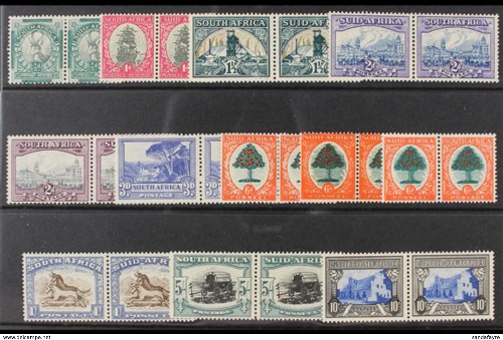 1933-48 Complete Set Including 6d All Three Dies, SG 54/64ca Incl 61/61d, Very Fine Mint Horizontal Pairs, Fresh. (12 Pa - Unclassified