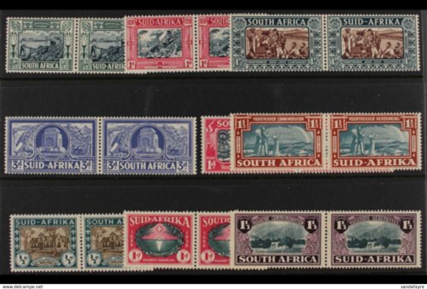 1938-1939 Voortrekker And Huguenot All Three Sets, SG 76/84, Very Fine Mint. (9 Pairs) For More Images, Please Visit Htt - Unclassified