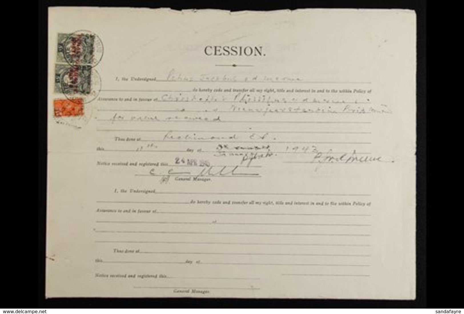 REVENUES ON DOCUMENT 1941-5 Three Items, Each With 1931 PENALTY / BOETE Revs Affixed, Incl. Two Docs With 2s6d Values, O - Non Classés