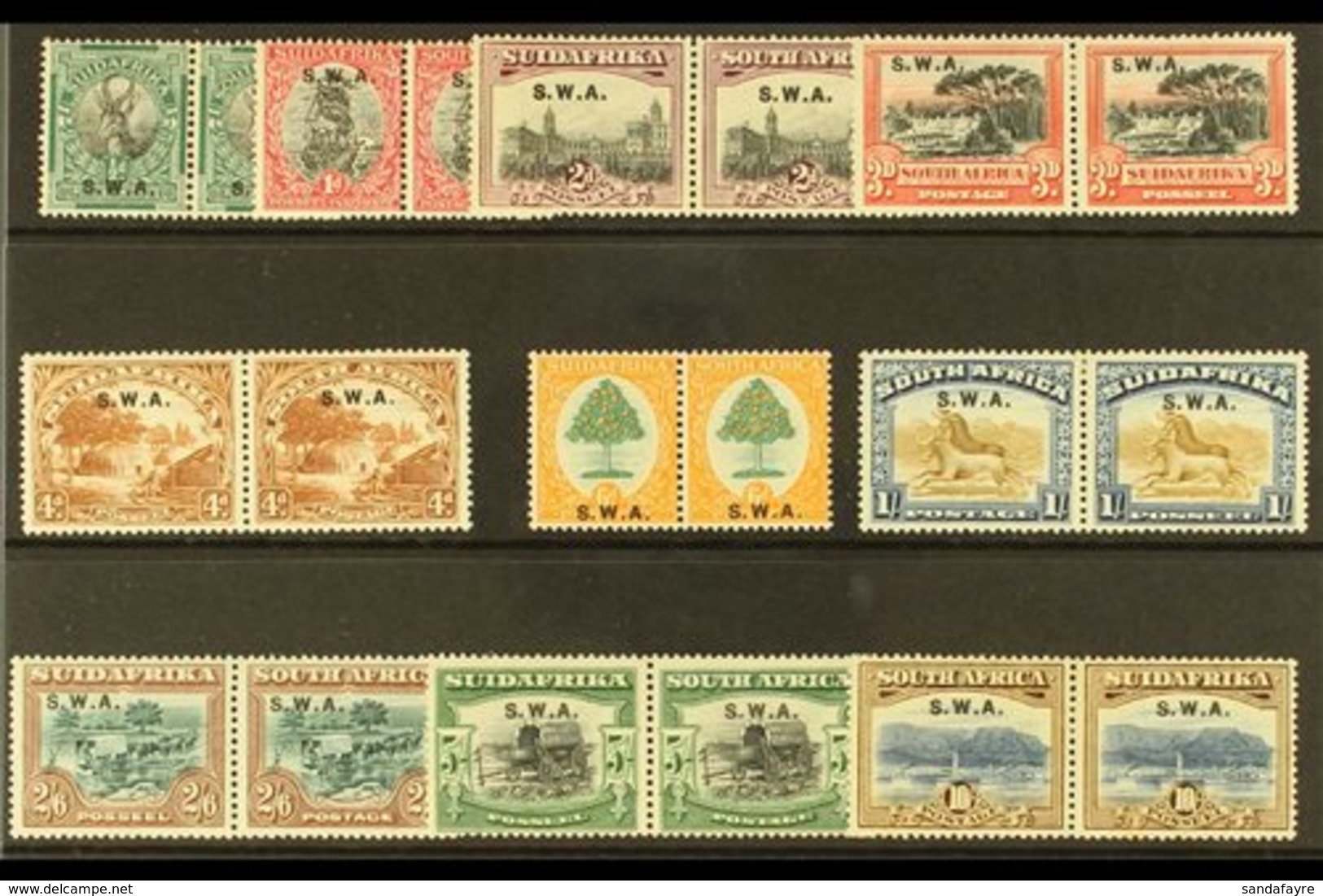 1927-30 Pictorial Pairs Set, SWA Opt'd, SG 58/67, Very Fine Mint (10 Pairs) For More Images, Please Visit Http://www.san - África Del Sudoeste (1923-1990)