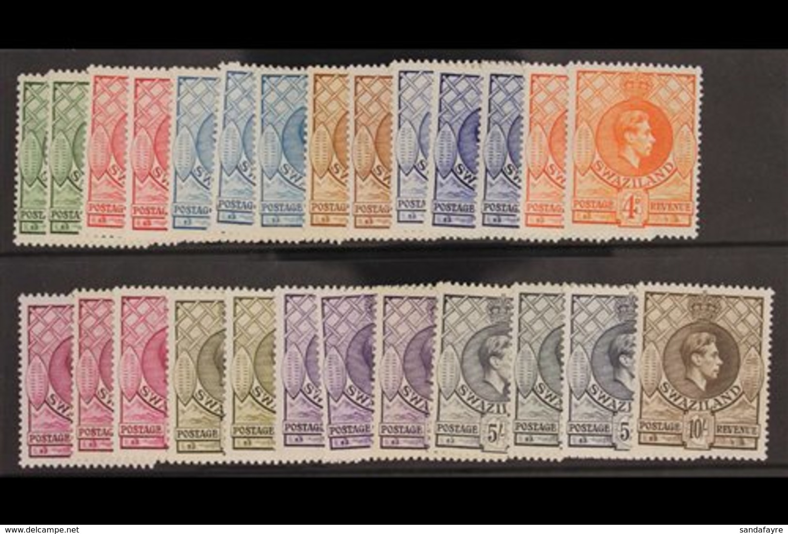 1938-54 Definitive Set, SG 28/38, With Additional Perfs Or Shades To 2s.6d (3) And 5s (3), Fine Mint. (26 Stamps) For Mo - Swaziland (...-1967)