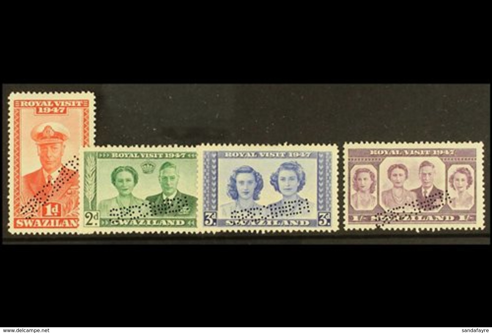 1947 Royal Visit Set Perforated "Specimen", SG 42s/45s, Very Fine Mint, Large Part Og. (4 Stamps) For More Images, Pleas - Swaziland (...-1967)