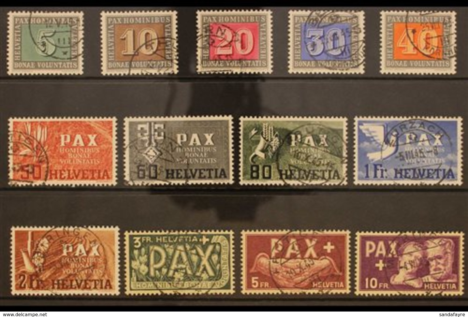 1945 Peace (Pax) Complete Set, Michel 447/59, SG 447/59, Very Fine Cds Used. A Lovely Set Of This Issue. (13 Stamps) For - Other & Unclassified