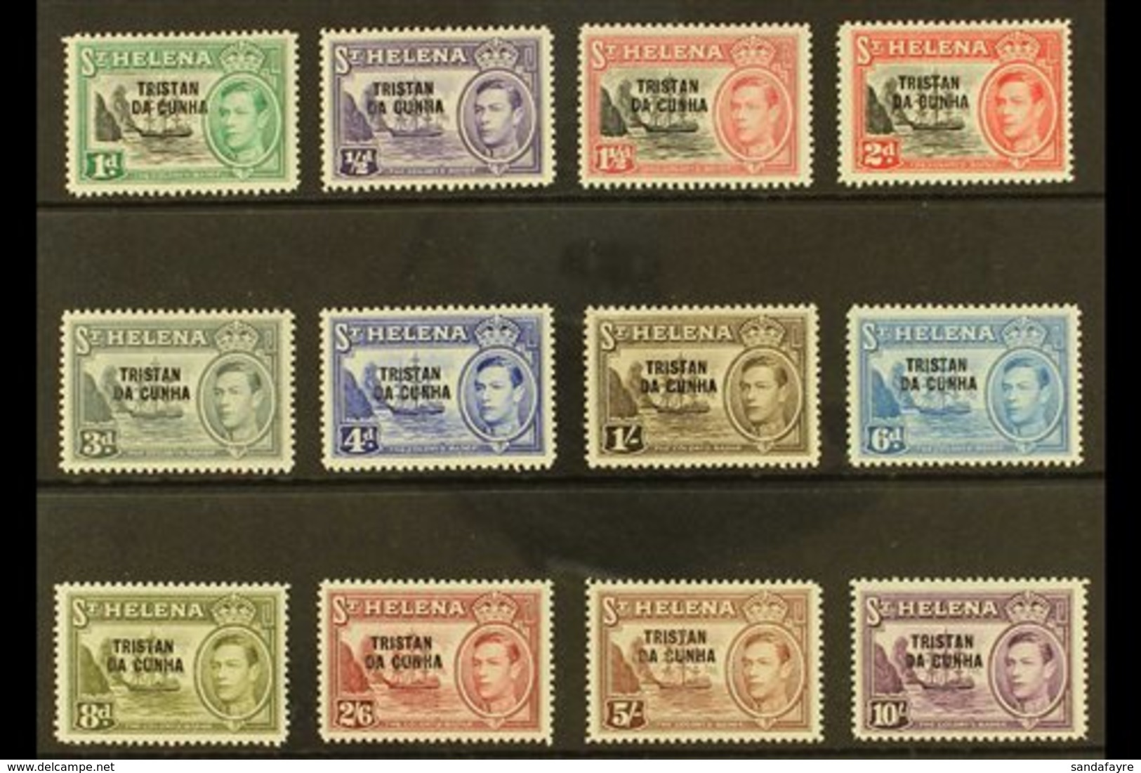1952 KGVI Overprints Complete Set, SG 1/12, 5s Very Fine Mint, Others Never Hinged Mint (12 Stamps). For More Images, Pl - Tristan Da Cunha