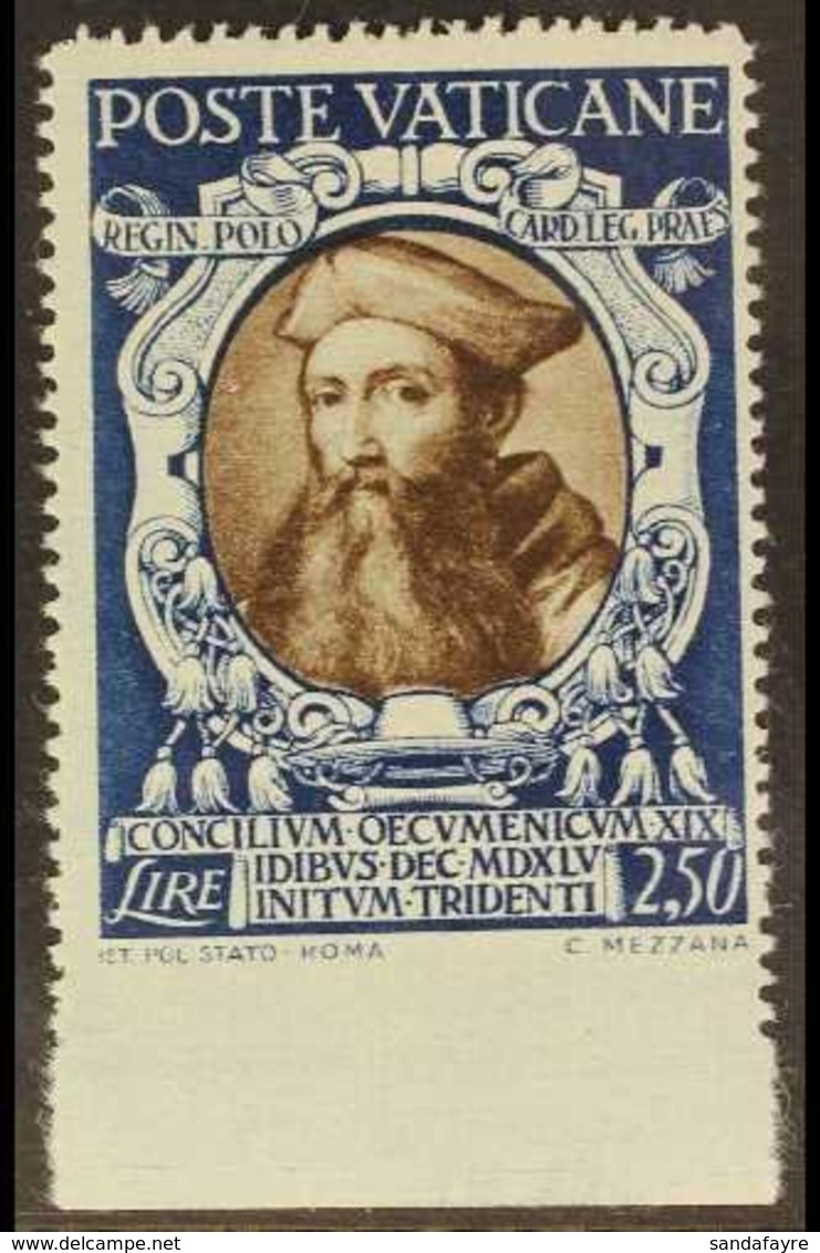 1946 2L50 Sepia & Blue "Reginald Pole" IMPERF AT BASE VARIETY, Sass 116e, Never Hinged Mint   For More Images, Please Vi - Other & Unclassified