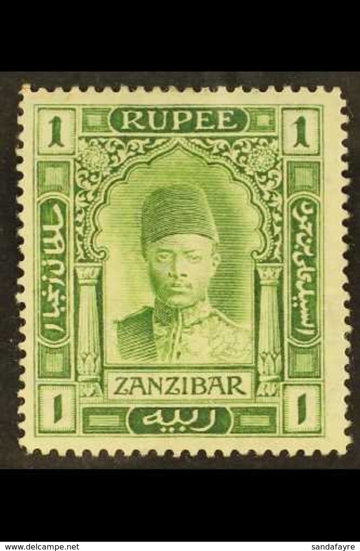 1908-9 1r Yellow-green, WATERMARK SIDEWAYS, SG 234a, Very Fine Mint. For More Images, Please Visit Http://www.sandafayre - Zanzibar (...-1963)