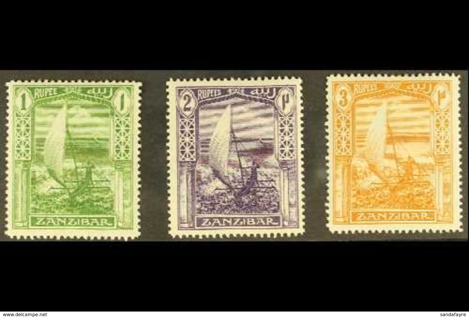 1913 1r, 2r, And 3r "Sailing Canoe", SG 255/257, Very Fine Mint. (3 Stamps) For More Images, Please Visit Http://www.san - Zanzibar (...-1963)