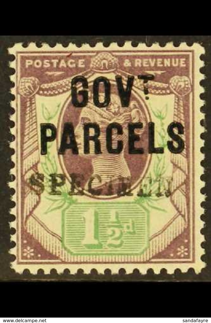 GOVT. PARCELS Official 1887 1½d Dull Purple And Pale Green With "SPECIMEN" Handstamp (type 9), SG Spec L24s, Very Lightl - Other & Unclassified