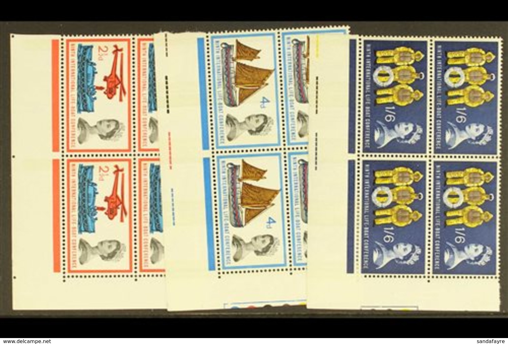 1963 Lifeboat Conference Both Ordinary And Phosphor Sets Complete In Lovely Lower Right CORNER BLOCKS Of Four, SG 639/64 - Andere & Zonder Classificatie