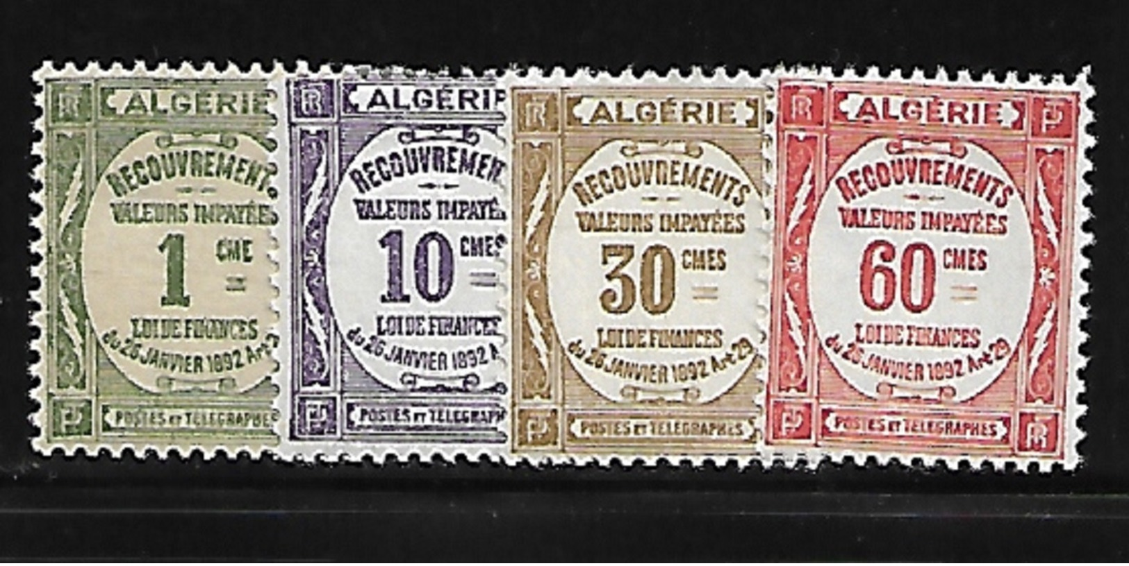 Algérie 1926/32 Yvert Taxe 15/18 Neufs* MLH Trace De Charnière (AA57) - Impuestos