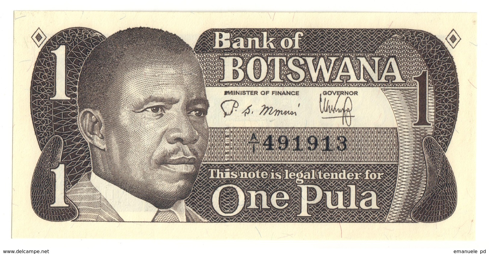 BOTSWANA	1	PULA	1983	P6	UNC	S/N A1		.CV. - Botswana