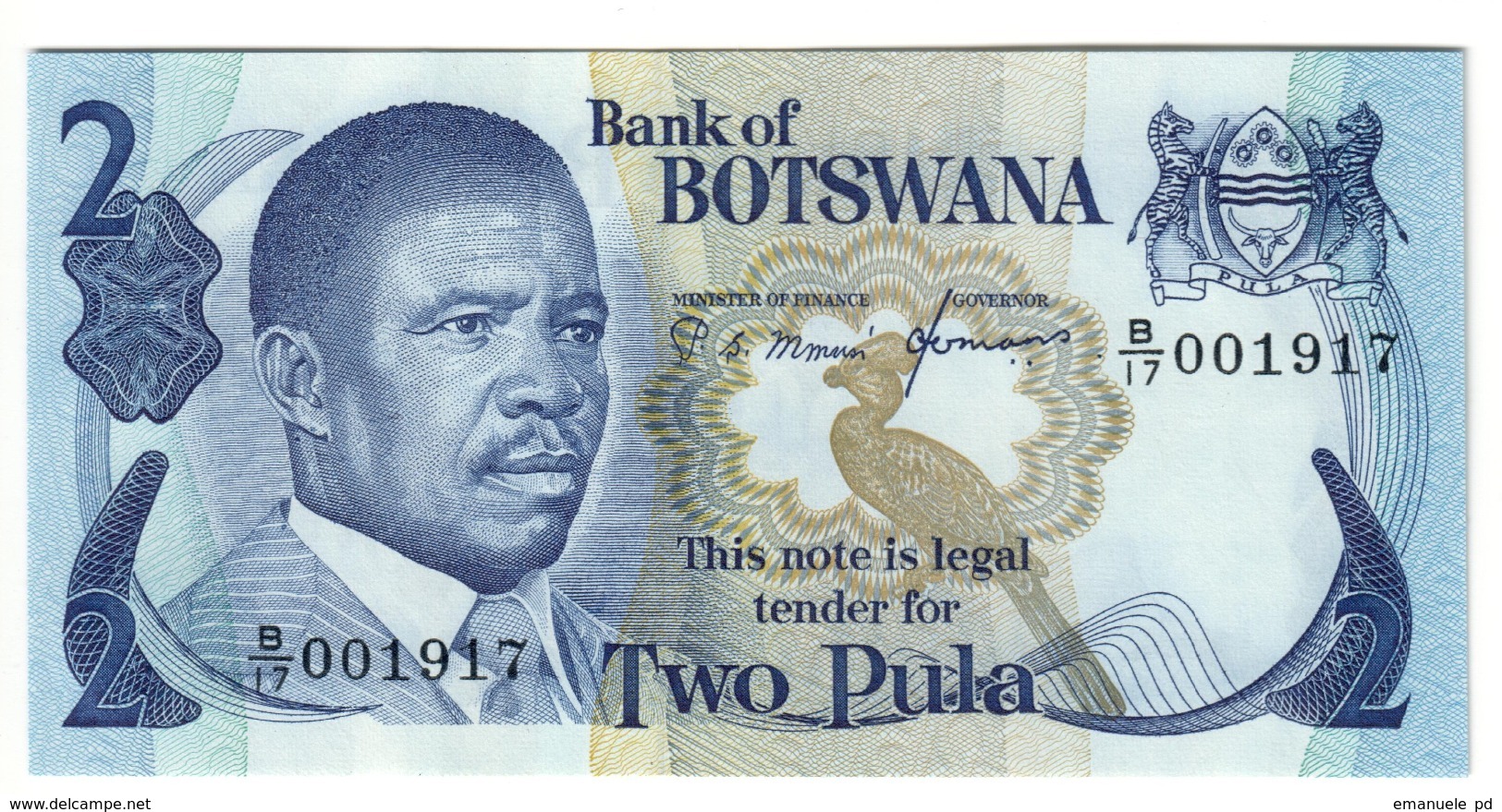 BOTSWANA	2	PULA	1982	P7	UNC	Signature 5 - 7C		.CV. - Botswana