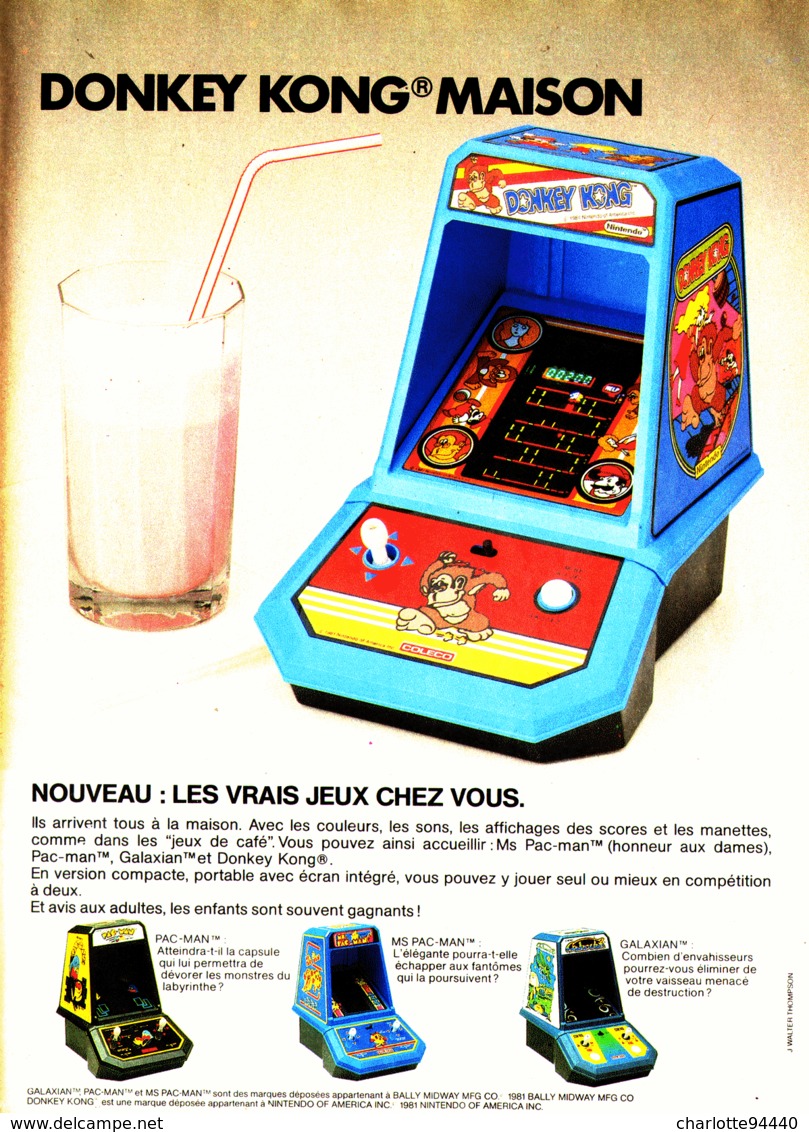 PUB CONSOLE "  " MIDWAY Et NINTENDO " Avec ( DONKEY KONG ) 1983 ( 2 ) - Other & Unclassified