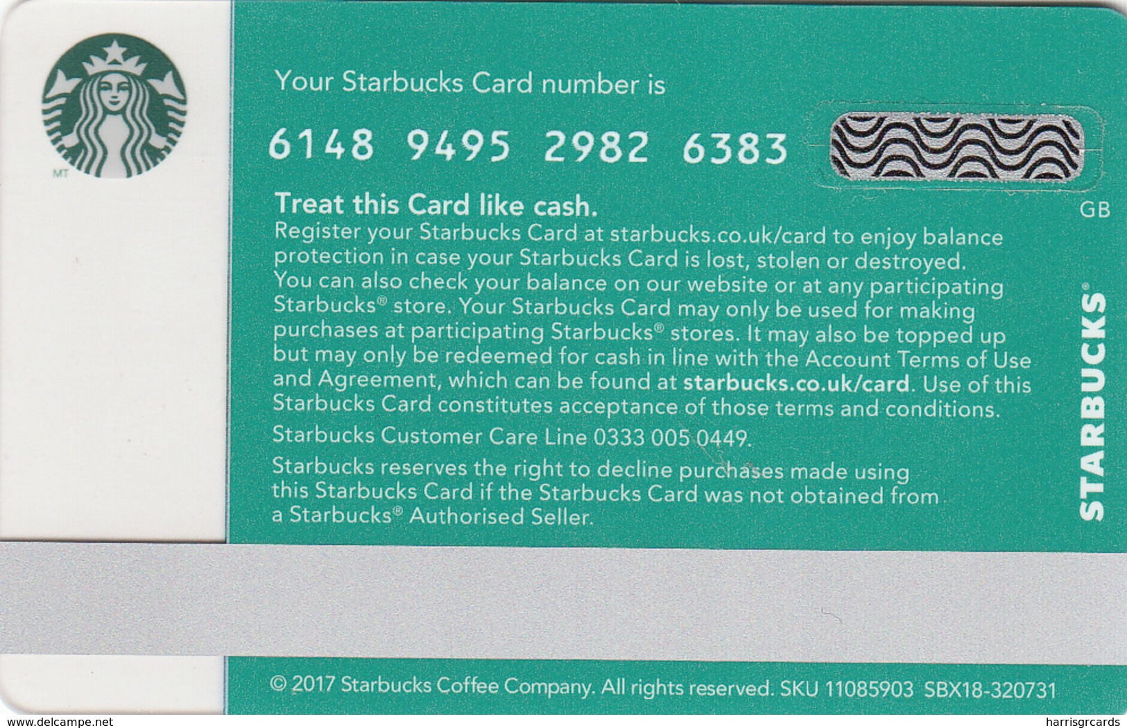 UK STARBUKS - Siren Scales , CN : 6148, Unused - Gift Cards