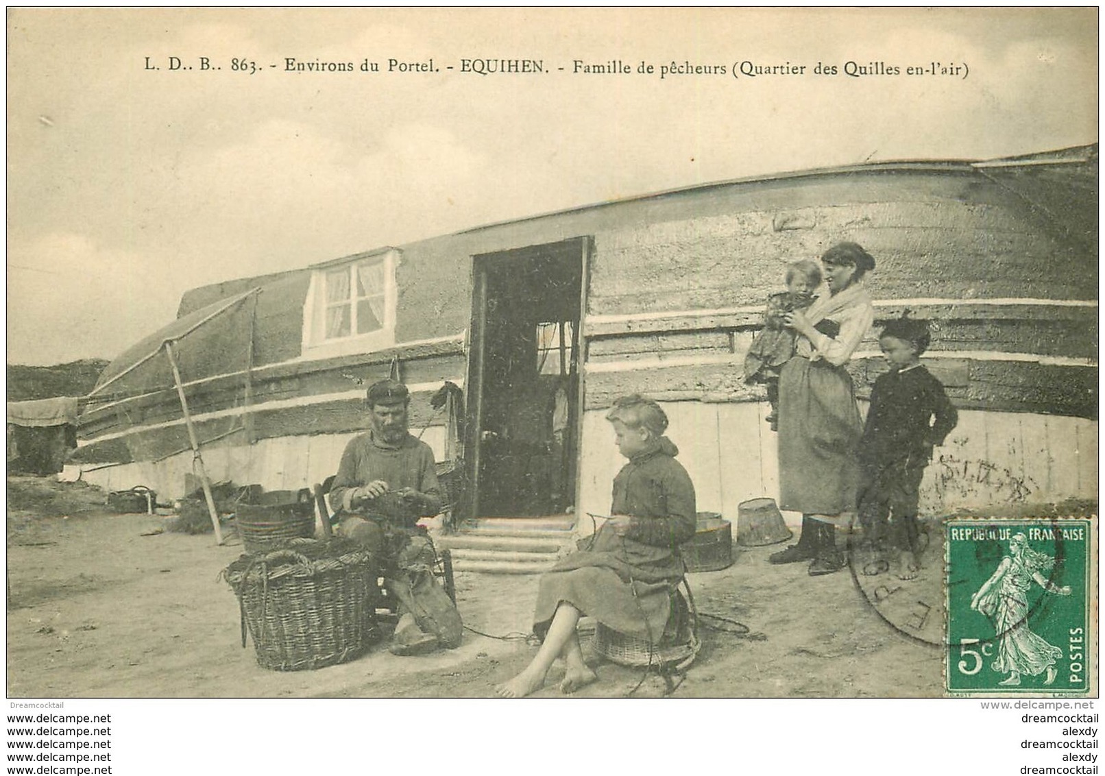 62 EQUIHEN. Famille De Pêcheurs Quartier Des Quilles En L'air. Métiers De La Mer Pêcheurs Et Poissons - Sonstige & Ohne Zuordnung