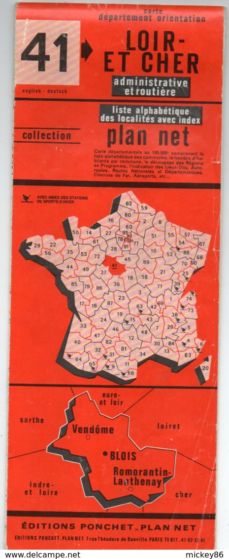 Carte Routière  PONCHET -- Loir Et Cher -- 41 ...............à Saisir - Cartes Routières