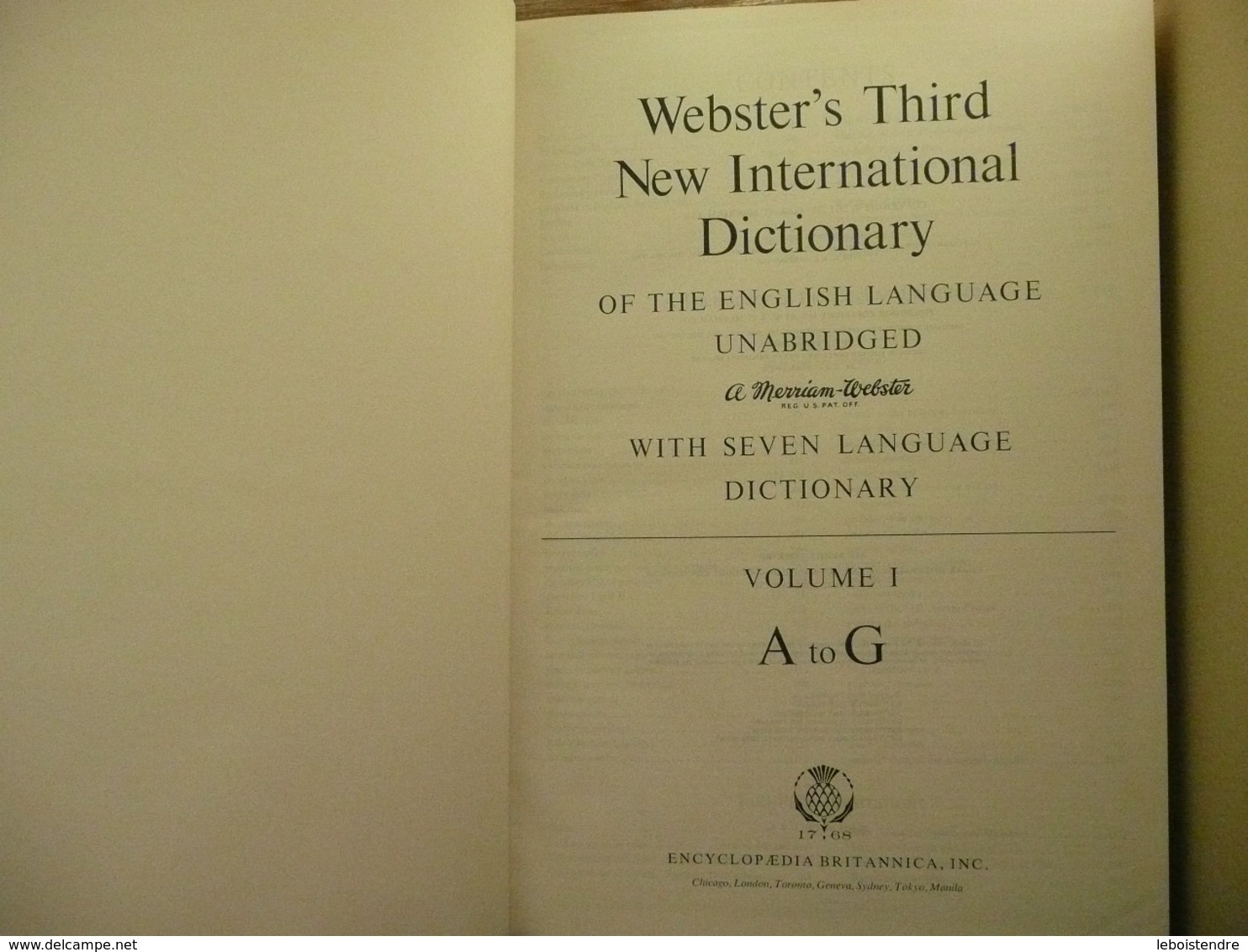 WEBSTER'S THIRD NEW INTERNATIONAL DICTIONARY 3 TOMES REEDITION DE 1971 DE LA CELEBRE ENCYCLOPAEDIA BRITANNICA - Kultur