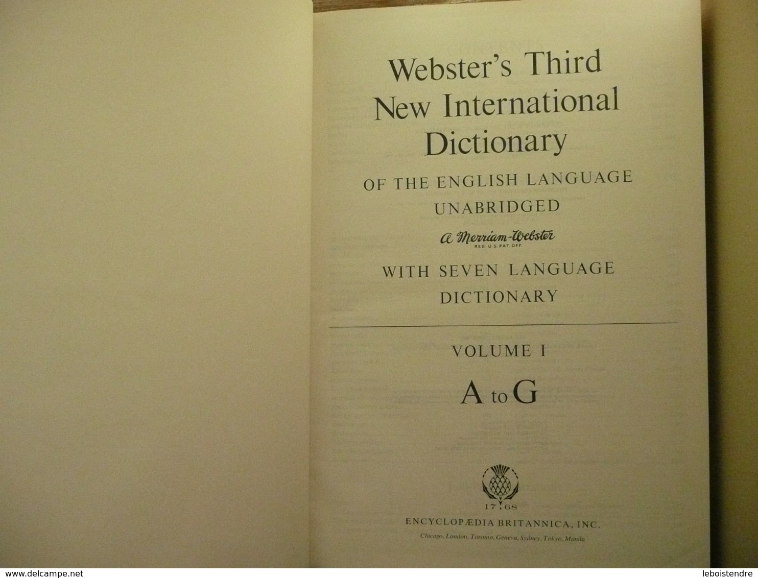 WEBSTER'S THIRD NEW INTERNATIONAL DICTIONARY 3 TOMES REEDITION DE 1971 DE LA CELEBRE ENCYCLOPAEDIA BRITANNICA - Culture