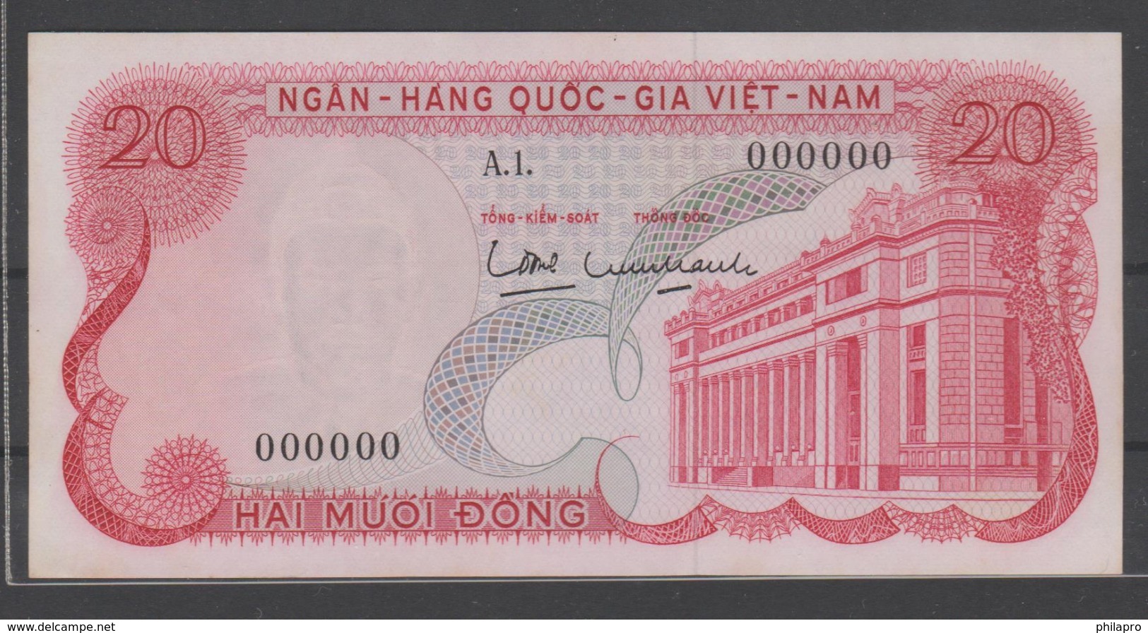 VIETNAM SPECIMEN  BANKNOTE    20 DONG  SERIAL  N° 000000  AU - Vietnam