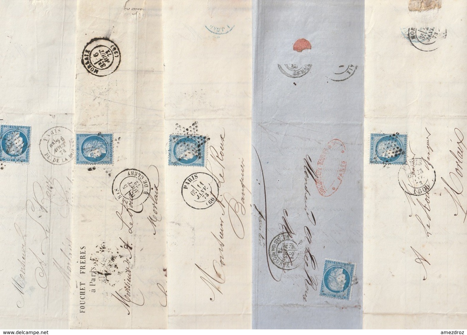 Lot De 89 Cérès Lettres Dépliées De Paris Au Départ De 3 Lieux Dont étoiles Chiffrées Pour Morlaix - 1849-1876: Periodo Clásico