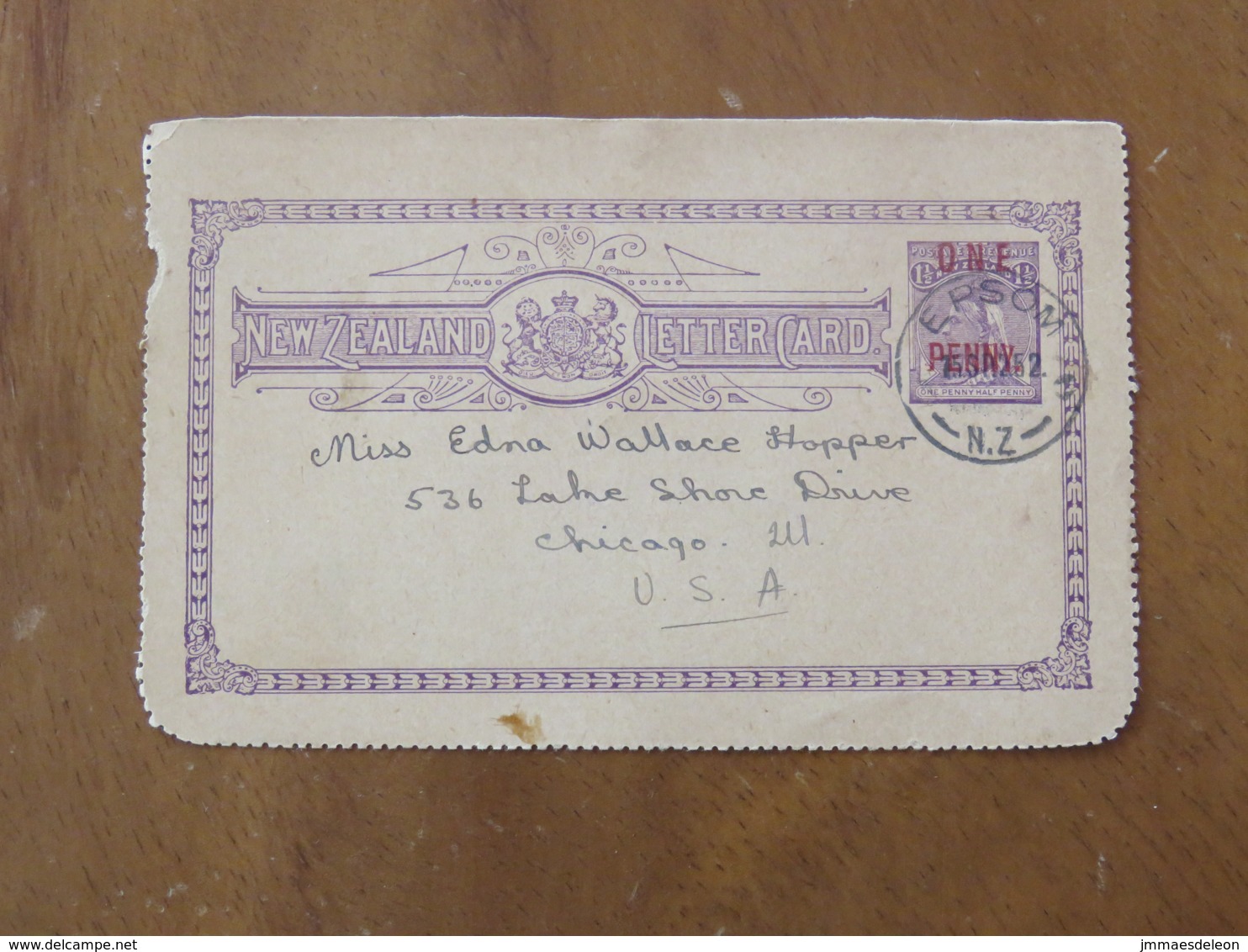 New Zealand Around 1890 Stationery Postcard Epsom To USA - Queen Victoria - Brieven En Documenten