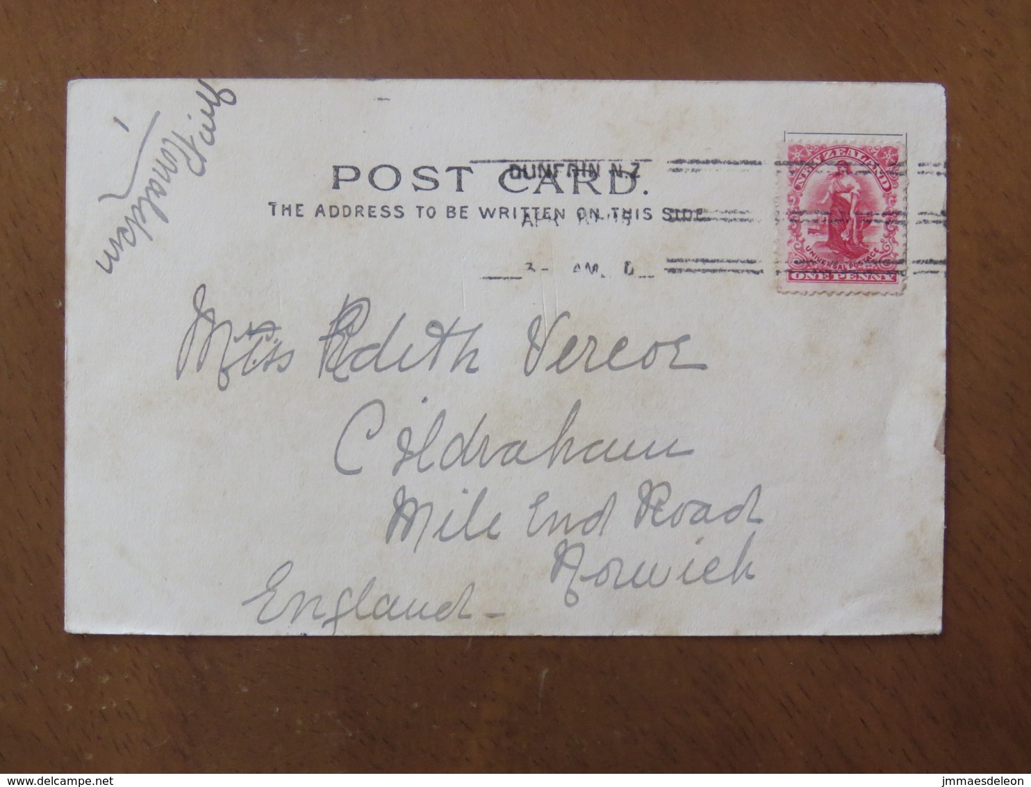 New Zealand 1901 Front Of Cover Dunedin To England - Commerce - Briefe U. Dokumente