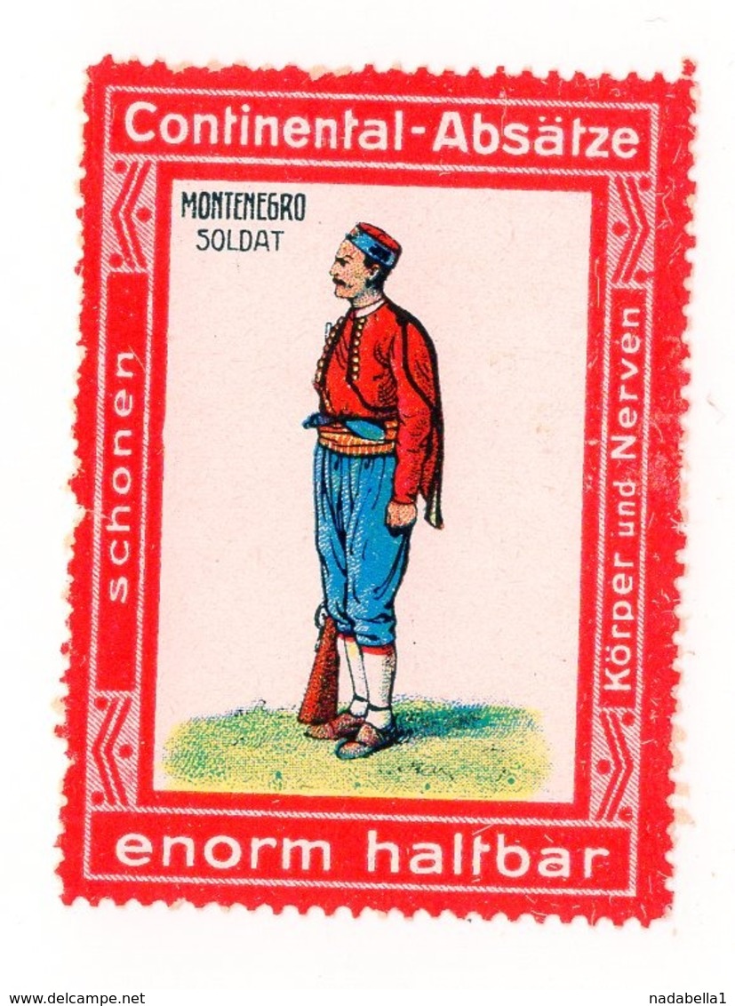 MONTENEGRO, CONTINENTAL - ABSATZE,2 POSTER STAMPS, MONTENEGRIN SOLDER, RED AND BLUE FRAME - Montenegro