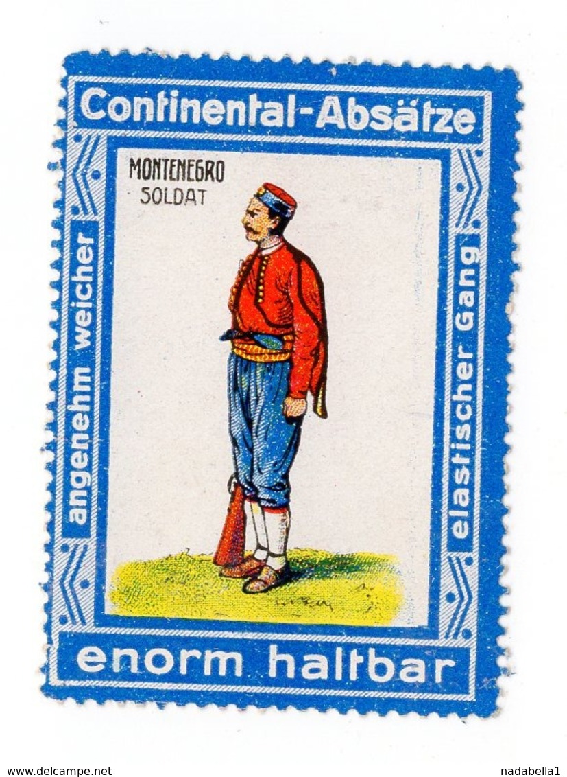 MONTENEGRO, CONTINENTAL - ABSATZE,2 POSTER STAMPS, MONTENEGRIN SOLDER, RED AND BLUE FRAME - Montenegro